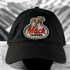 Mack Trucks Men’s Classic Retro Baseball Cap Hat Black Semi Bull Dog Patch EUC